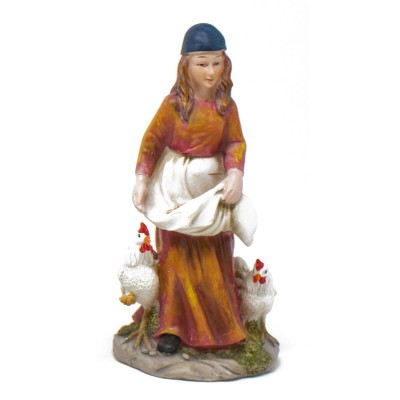 Personaggio in Resina per Presepe "Donna con Galline" 15 cm 79166G