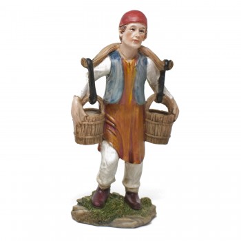 Personaggio in Resina per Presepe "Uomo con Secchi" 15 cm 79166L