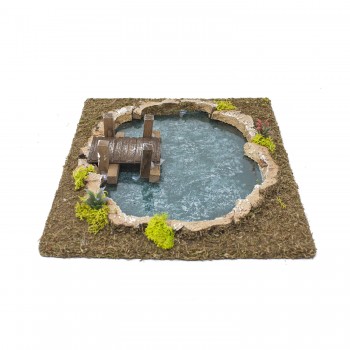 Laghetto con Pontile Effetto Acqua 25x23x5 cm 52112