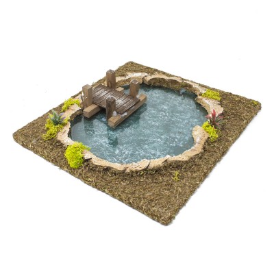 Laghetto con Pontile Effetto Acqua 25x23x5 cm 52112