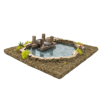 Laghetto con Pontile Effetto Acqua 25x23x5 cm 52112