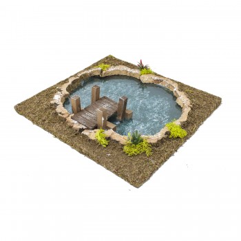 Laghetto con Pontile Effetto Acqua 25x23x5 cm 52112