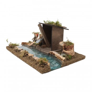 Tratto di Fiume Componibile con Pescatore 26x18x11 cm 536