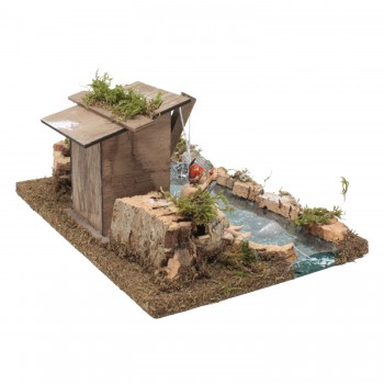 Tratto di Fiume Componibile con Pescatore 26x18x11 cm 536