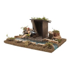 Tratto di Fiume Componibile con Pescatore 26x18x11 cm 536