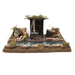 Tratto di Fiume Componibile con Pescatore 26x18x11 cm 536