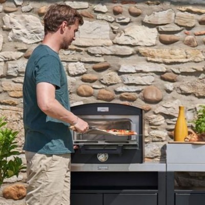 Forno Pizza Elettrico 350 Nero con Pietra Refrattaria