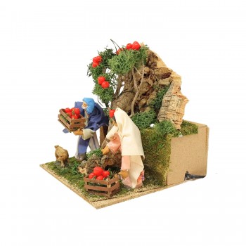 Pastore per Presepe in Movimento 17x17 cm I Raccoglitori di Mele