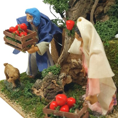 Pastore per Presepe in Movimento 17x17 cm I Raccoglitori di Mele