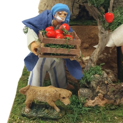 Pastore per Presepe in Movimento 17x17 cm I Raccoglitori di Mele