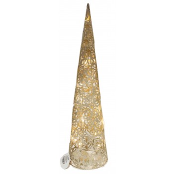 Albero Conico di Metallo 80 cm Con Glitter Oro e 20 Luci Led 47432