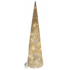 Albero Conico di Metallo 80 cm Con Glitter Oro e 20 Luci Led 47432