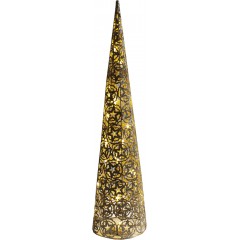 Albero Conico di Metallo 80 cm Con Glitter Oro e 20 Luci Led 47432