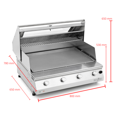 Barbecue da Incasso a Gas 4 Fuochi Fry Top 750