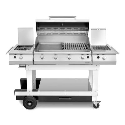 Barbecue a Gas 4 Fuochi Fry Top 750 con Carrello Master Grill