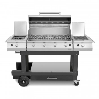 Barbecue a Gas 4 Fuochi Fry Top 750 con Carrello Master Grill