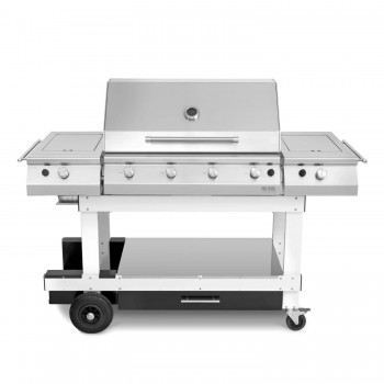 Barbecue a Gas 4 Fuochi Fry Top 750 con Carrello Master Grill