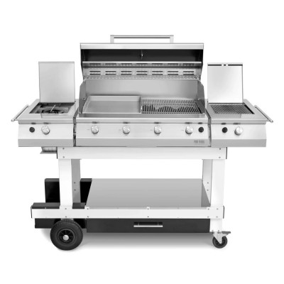 Barbecue a Gas 4 Fuochi Fry Top 750 con Carrello Master Grill