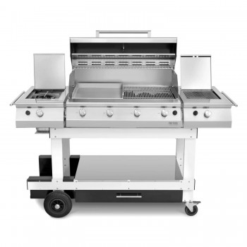 Barbecue a Gas 4 Fuochi Fry Top 750 con Carrello Master Grill