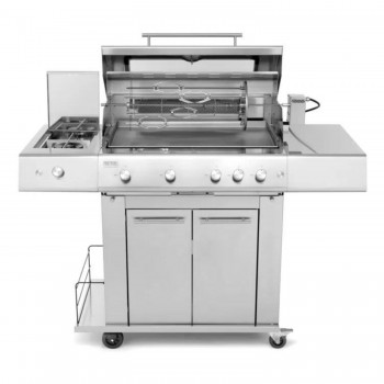 Barbecue a Gas 5 Fuochi Fry Top 750 con Carrello Sun Grill Range