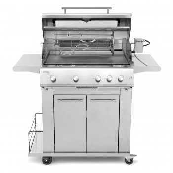 Barbecue a Gas 5 Fuochi Fry Top 750 con Carrello Sun Grill Compact