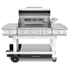 Barbecue a Gas 5 Fuochi Fry Top 750 con Carrello Master Grill