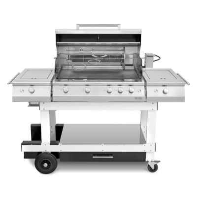 Barbecue a Gas 5 Fuochi Fry Top 750 con Carrello Master Grill