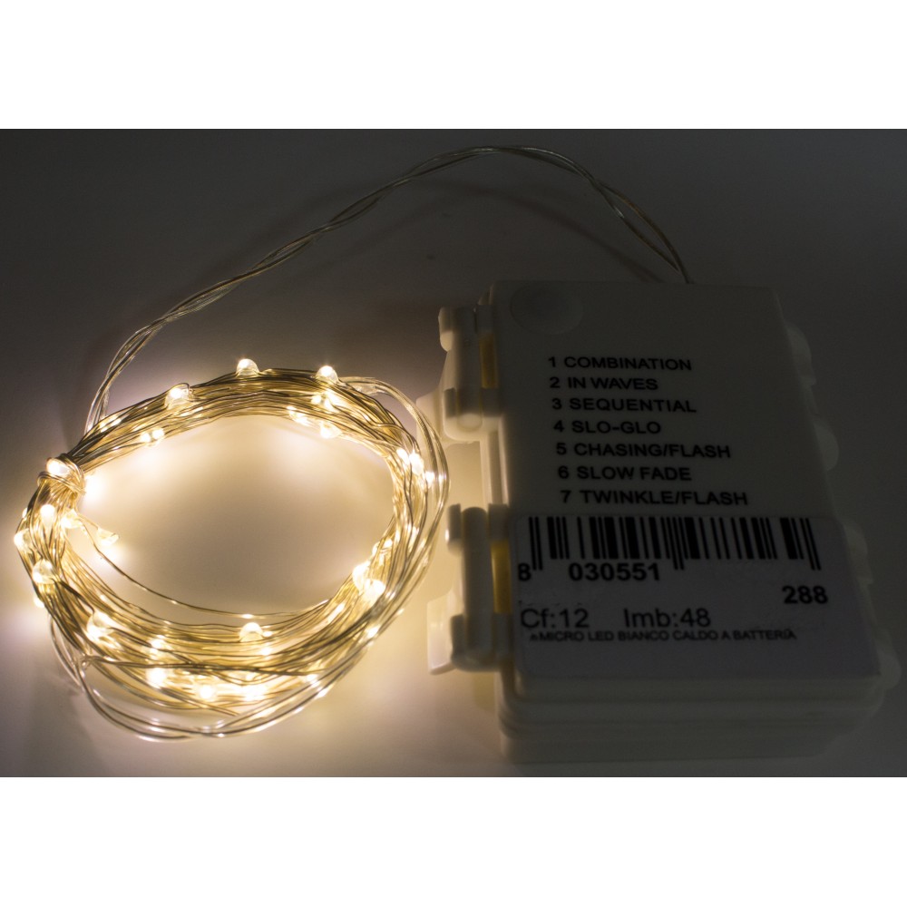 Collana luminosa 10 Microled a batteria luce fissa bianco ghiaccio