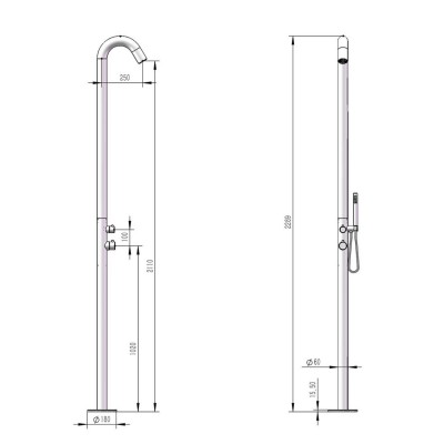 Doccia per Esterno Bosa in Acciaio Inox Satinato