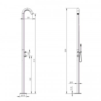 Doccia per Esterno Bosa in Acciaio Inox Satinato