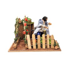 Pastore per Presepe in Movimento 17x17 cm Il Contadino con Orto