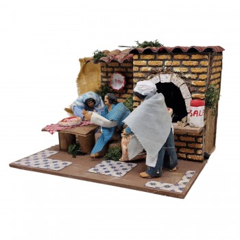 La Pizzeria 18x23 cm Scena in Movimento per Presepe