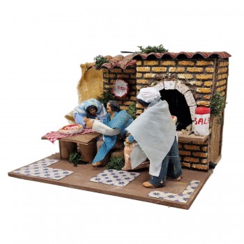 La Pizzeria 18x23 cm Scena in Movimento per Presepe