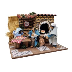 La Pizzeria 18x23 cm Scena in Movimento per Presepe