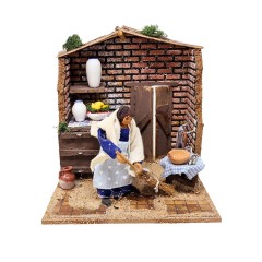 Donna che Spazza 17x17 cm Pastore per Presepe in Movimento