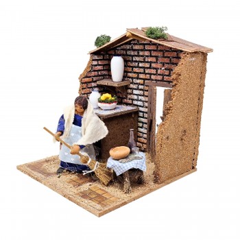 Donna che Spazza 17x17 cm Pastore per Presepe in Movimento