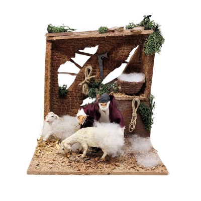 Il Tosatore di Pecore Pastore per Presepe in Movimento 17x17 cm