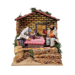 I Bevitori di Vino Pastori per Presepe in Movimento 17x17 cm