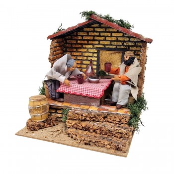 I Bevitori di Vino Pastori per Presepe in Movimento 17x17 cm