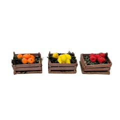 Set 3 Cassette con Frutta Miniature per Presepe