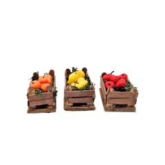 Set 3 Cassette con Frutta Miniature per Presepe