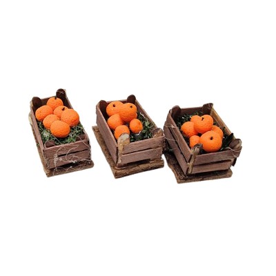 Set 3 Cassette di Arance Miniature per Presepe