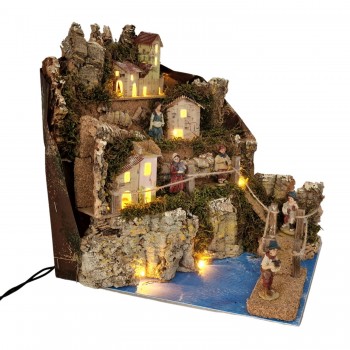 Paesaggio con 10 Luci per Presepe 24x21x26 cm 11986