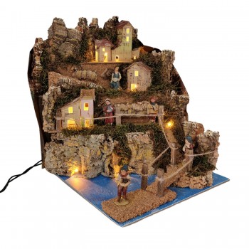 Paesaggio con 10 Luci per Presepe 24x21x26 cm 11986