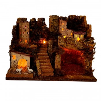 Paesaggio con Luci per Presepe 33x18x24 cm 87498