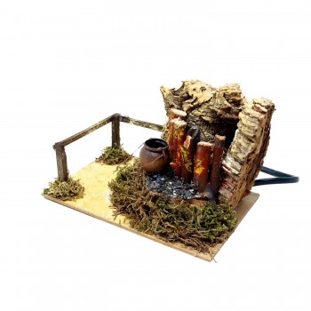 Fuoco per Presepe con Pentola Lampada Fiamma 15x10 cm 11638A