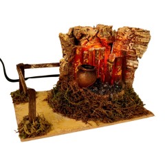 Fuoco per Presepe con Pentola Lampada Fiamma 15x10 cm 11638A