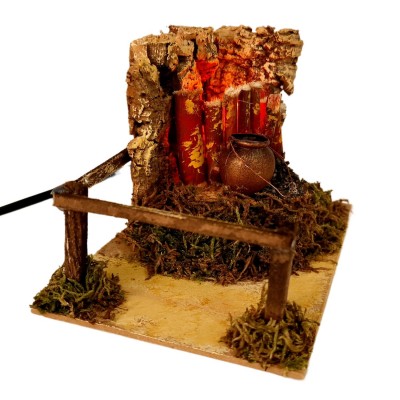 Fuoco per Presepe con Pentola Lampada Fiamma 15x10 cm 11638A