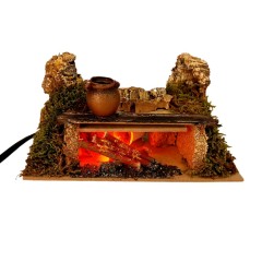 Fuoco per Presepe con Pentola Lampada Fiamma 15x10 cm 11638B