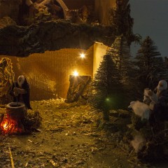 Paesaggio per Presepe Capanna con Pastori in Movimento 80x60 cm 1315M